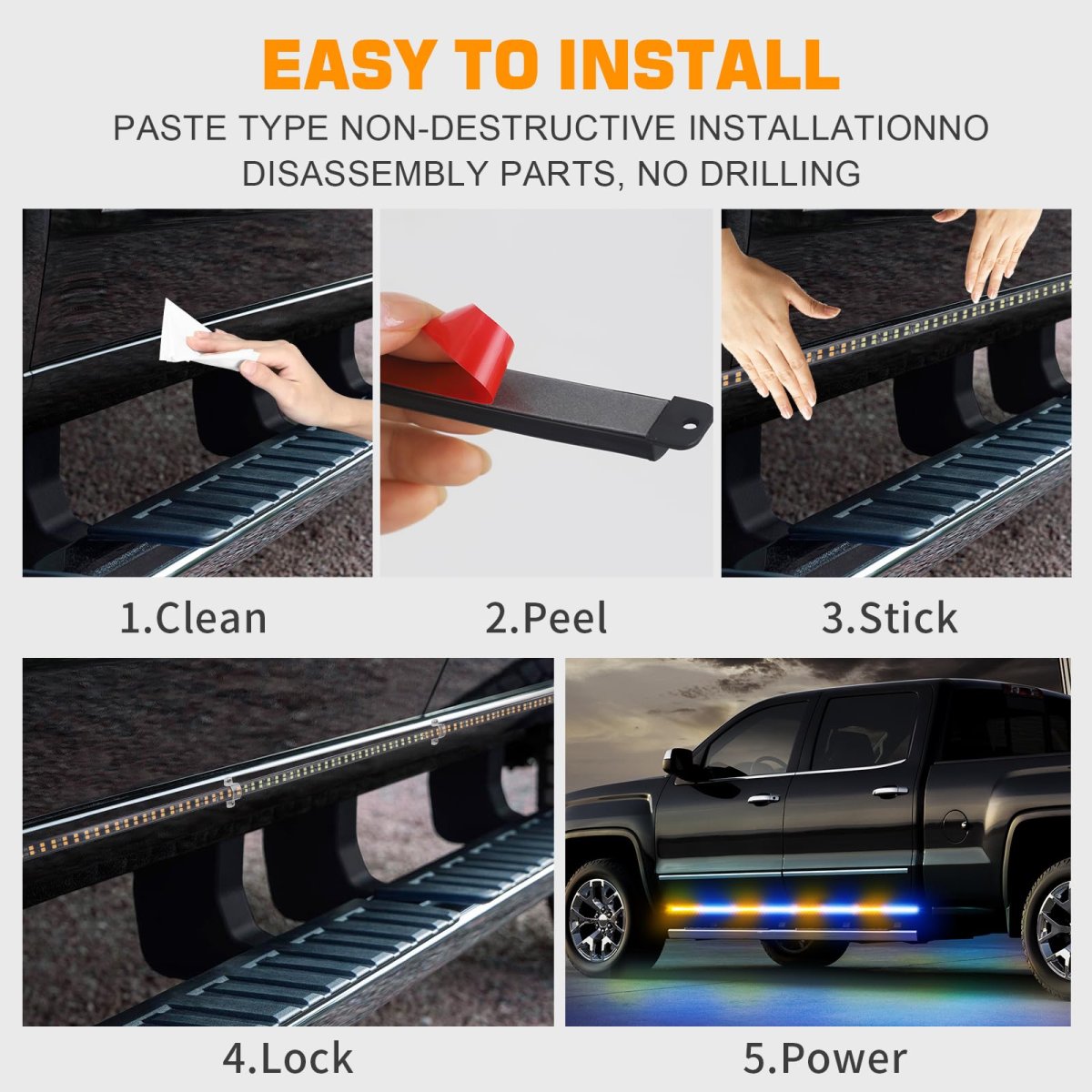 2pcs 70 In Amber Blue Strobe Lights Strip 864 Led Emergency Running Board Flashing Warning Hazard Safety Waterproof For Trucks