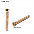 Uxcell M8x60mm Furniture Screw Hex Socket Machine Screws Zinc Plated Fasteners Bolts Full Thread Carbon Steel 10pcs