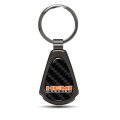 Hemi Powered Real Black Carbon Fiber Gunmetal Metal Teardrop Key Chain