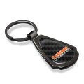 Hemi Powered Real Black Carbon Fiber Gunmetal Metal Teardrop Key Chain