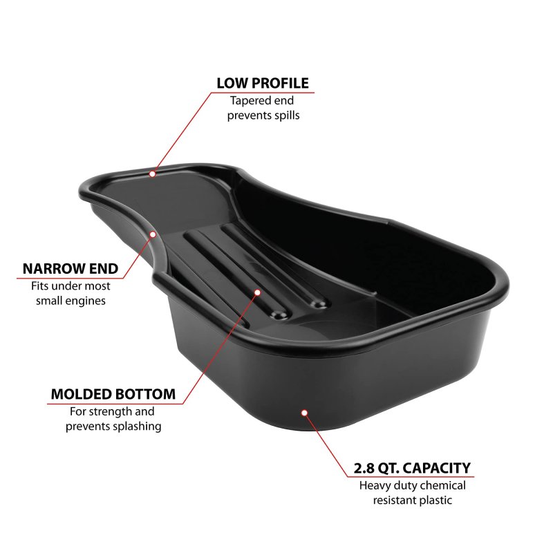 Performance Tool W4073 Heavy Duty 2 8 Quart Oil Drain Pan With Splash Guard And Tapered Spout For Lawn Equipment Motorcycles