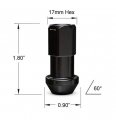 20pcs Extended Tuner Race Black Lug Nuts 12x1 5 Thread Size Open End Cone Conical Taper Acorn Seat 60 Degree 1 8 Inch Length