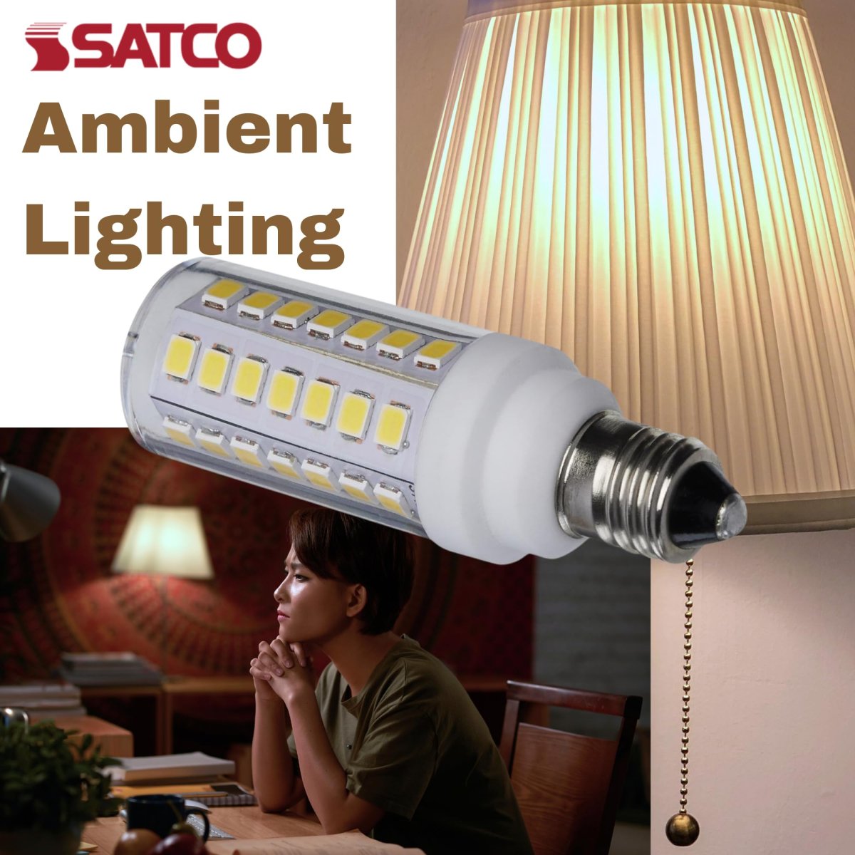 Satco 5w T6 Led Mini Candelabra Bulb Clear Finish 5000k Natural Light 120 Volt Residential Commercial Indoor Enclosed Fixtures