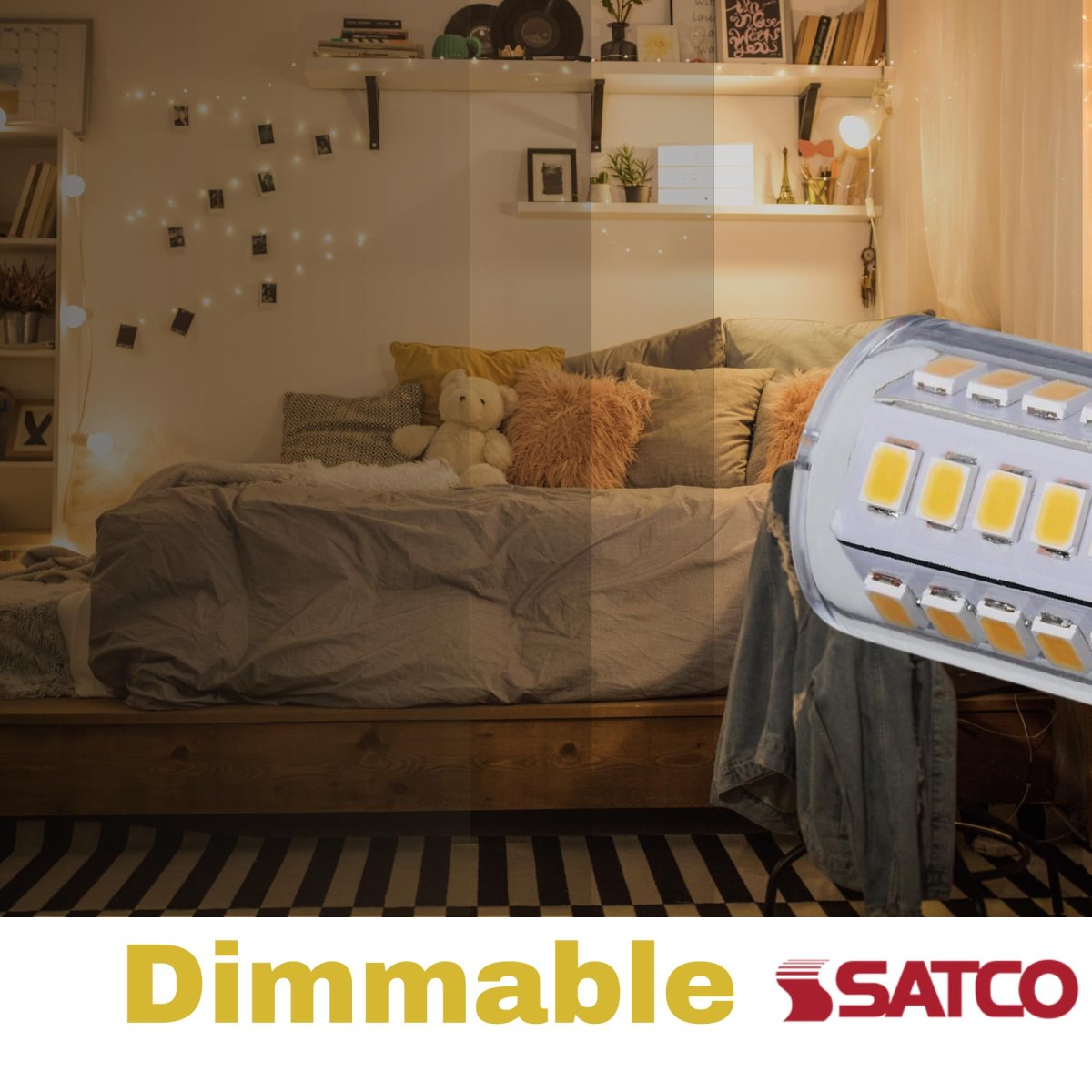 Satco 5w T6 Led Mini Candelabra Bulb Clear Finish 5000k Natural Light 120 Volt Residential Commercial Indoor Enclosed Fixtures