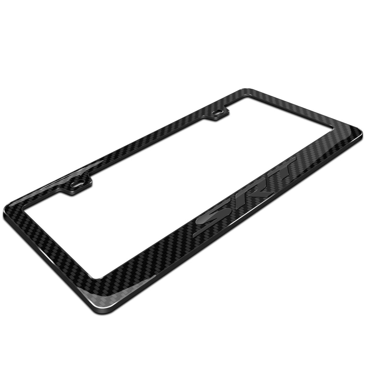 Dodge Jeep Srt Logo 3d In Dark Gray On Real Carbon Fiber Abs Plastic License Plate Frame