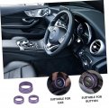 Alasum 3pcs Knob Cover Button Ring Air Conditioning Car Interior Accessories Gadgets Bling Auto Knobs Decorations Refit Purple