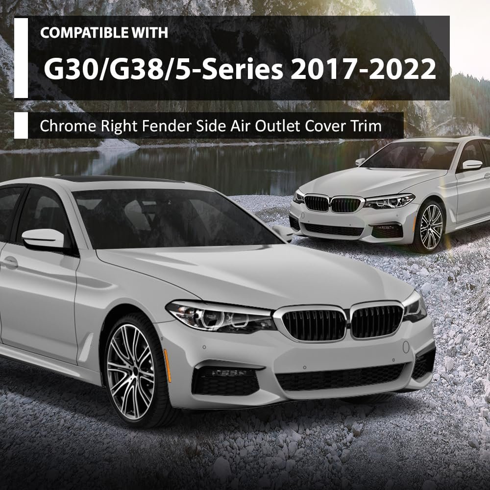 Right Fender Vent Trim Side Air Outlet Cover Chrome For Bmw G30 5-series 2017-2022 51137349594 Silver