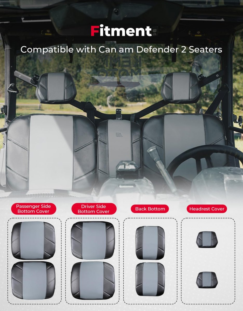 Utv Seat Covers Leather Waterproof Repellent Cushions Set W Headrest Cover For Can Am Defender Front Two Doors Split Bench