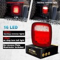 Partsam 2x Universal 16 Led Stop Tail Turn Signal Backup Reverse Brake Clearance Marker Lights Lamps Red White Replacement For