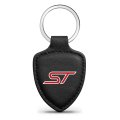 Ford Focus St Black Shield-shape Style Genuine Leather Key Chain Official Licensed 