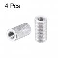 Uxcell 1 4-20 X 10mm 20mm Aluminum Alloy Hand Screw Nuts Diamond Knurl Knurled Camera Tripod Pass Hole Nut Silver 4pcs