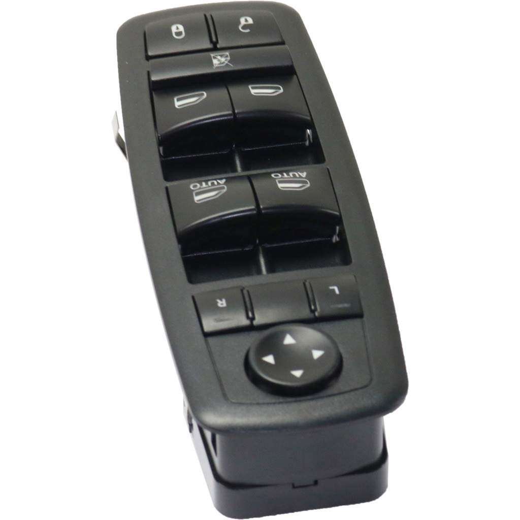 Driver Side Window Switch For Dodge Grand Caravan 2008 2009 2010 2011 Front Black Push Button With Blade Terminals And 2 Female