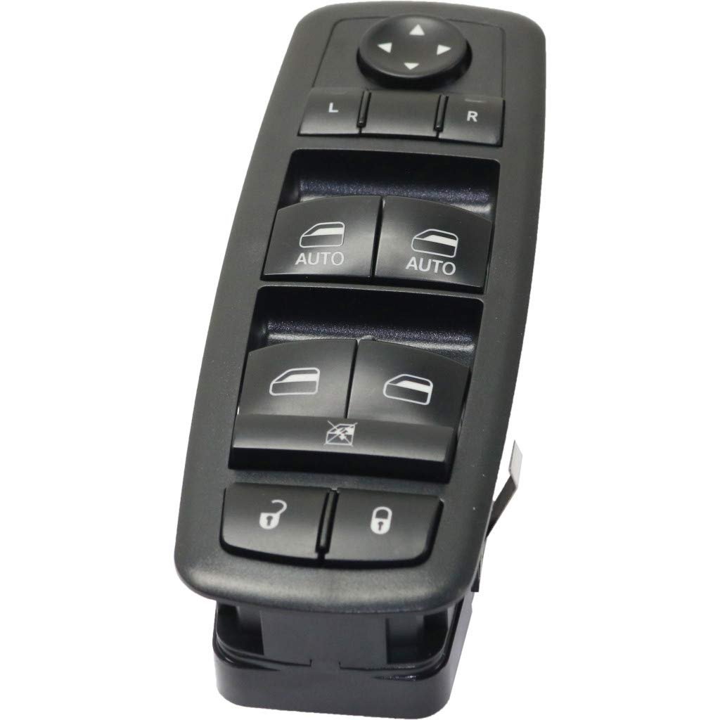 Driver Side Window Switch For Dodge Grand Caravan 2008 2009 2010 2011 Front Black Push Button With Blade Terminals And 2 Female