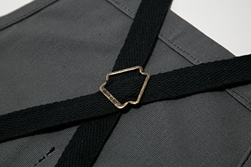 Under Ny Sky Essential Heavy Duty Cross-back Apron Gray Waxed Canvas Black Leather