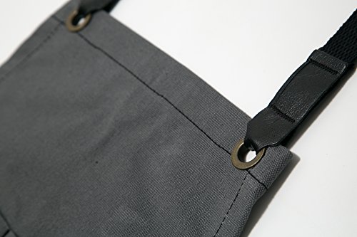 Under Ny Sky Essential Heavy Duty Cross-back Apron Gray Waxed Canvas Black Leather