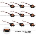 10pcs 2 Wire Plug Pin Female Universal Wiring Harness For H11 And 896 Bulb