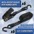 Cartman 1 X 15 Ratchet Tie Down Up To 1500lbs 6pk In Carry Bag Cargo Straps