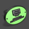 Ipick Image Made For Jeep Grand Cherokee 3d Logo Glow In The Dark Luminescent Oval Billet Aluminum 2 Inch Tow Hitch Cover