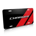 Ipick Image Made For Dodge Charger Carbon Fiber Look Red Stripe Graphic Special Aluminum Metal License Plate