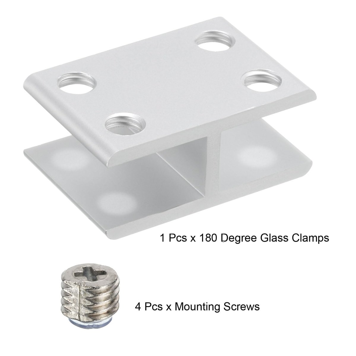 180 Degree Glass Clamp For 14-17mm Thickness Adjustable Double Side Shelf Support Bracket Aluminum Alloy Clip Holder Silver