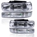 Corner Headlights Assembly Bumper Fog Lights For 1999-2002 Chevy Silverado 1500 2500 3500 Fit 2000-2006 Suburban Tahoe Bumper