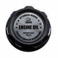 Vms Racing Black Oil Cap With Silver Engine Notice Emblem In Cnc Machined Billet Aluminum Compatible Honda Acura Integra