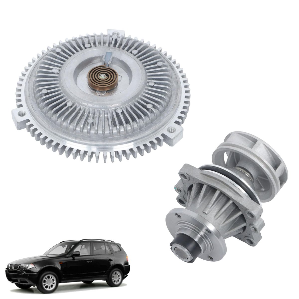Radiator Cooling Water Pump And Fan Clutch Kit Replacement For 325xi 2001 2005 Fits 320i 323i 325i 328i 330i 525i 528i 530i M3