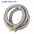 X Autohaux 5ft 12an Fuel Hose An12 Universal Car Braided Stainless Steel Cpe Oil Gas Line Silver Tone
