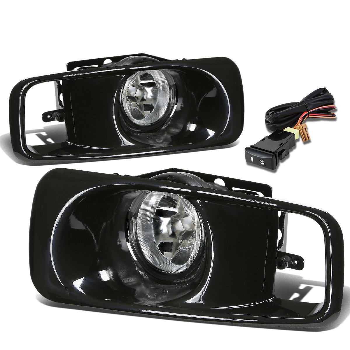 Fog Lights Assembly For 1999 2000 Honda Civic Clear Lens Halogen Lamps With Bezel Switch And Wiring Harness Driver Passenger