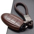 Vitodeco Leather Smart Key Fob Case For Nissan Versa Sentra Altima Maxima Rogue 2007-2022 3 Buttons Brown 