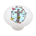 Butterflies And Celtic Cross Decorative High Gloss Ceramic Drawer Knob 