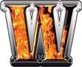 Reflective Inferno Flames Letter W 