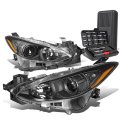 Black Housing Amber Corner Projector Headlight Lamps Tool Kit Compatible With Mazda 3 14-17