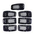 Mesh Grille Trim Accessory Fit For Cherokee 2014-2018 7pcs Front Insert Guard Stylish Drivers Bright Black Frame