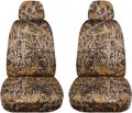 Totally Covers Camouflage Car Seat W 2 Separate Headrest Wetland Camo Universal Fit Front Buckets Option For Airbag Belt 