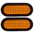 6 Inch Amber Oval 56 Led Mid Turn Ship Signal Tail Trailer Light Rubber Grommet And 3-wire Plug Qty 2 Dot Sae Approved Marked 