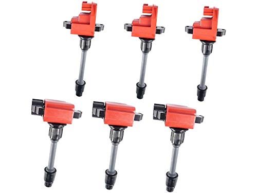 Red Ignition Coil Kit Set Of 6 For 1996-1999 Infiniti I30