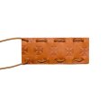 Biker Cross Genuine Brown Leather Brake Clutch Cover Set With 12 Fringe Debossed Classic Design 