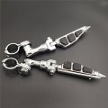 Smt-chrome Short Angled Peg Mounting Kit With Stiletto Shape Footpeg For 1-1 2 Inch 1 5 Front Engine Guard Frame Tube Iron 883