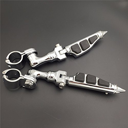 Smt-chrome Short Angled Peg Mounting Kit With Stiletto Shape Footpeg For 1-1 2 Inch 1 5 Front Engine Guard Frame Tube Iron 883