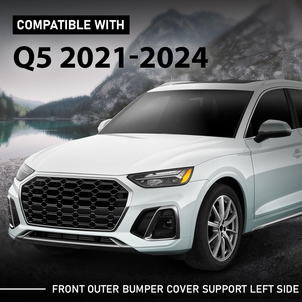 Front Left Outer Bumper Cover Support For Audi Q5 2021 2022 2023 2024 Driver Side Part Number 80a807277d Black Polypropylene Pp