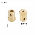 Uxcell Hex Coupler 6mm Bore Motor Brass Shaft Coupling Connector For Car Wheels Tires 4pcs