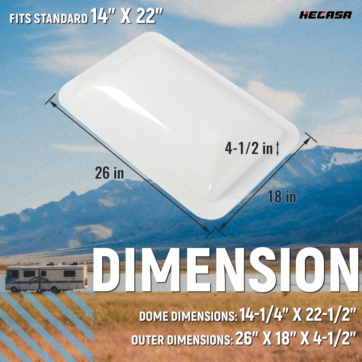 Rv Skylight Replacement Cover 18 In X 26 For 14 22 Roof Openings Polycarbonate Shower Camper Food Truck Motorhome Travel