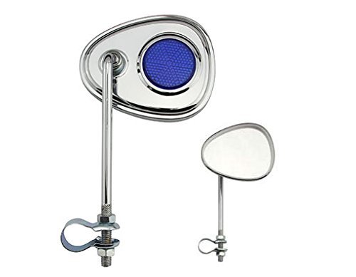 Lowrider Two V Mirror Chrome Blue Reflectors Set Of Bike Mirrors Pair Bicycle 2