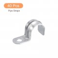 Uxcell 40pcs 3 4 Inch Emt Pipe Straps One Hole Zinc Plated Steel Clamp Reinforced Rib For Conduit And Fixing