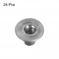 Uxcell M6 T-nuts 24pcs Carbon Steel Tee Nuts Round Base Weld 10mm Height Through Hole Flange Insert Female Thread Plate