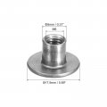 Uxcell M6 T-nuts 24pcs Carbon Steel Tee Nuts Round Base Weld 10mm Height Through Hole Flange Insert Female Thread Plate
