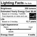 Satco S21231 06 4 5-watt Led E Light Bulbs 3000k 15000 Hour Rating Dimmable 6 Pack