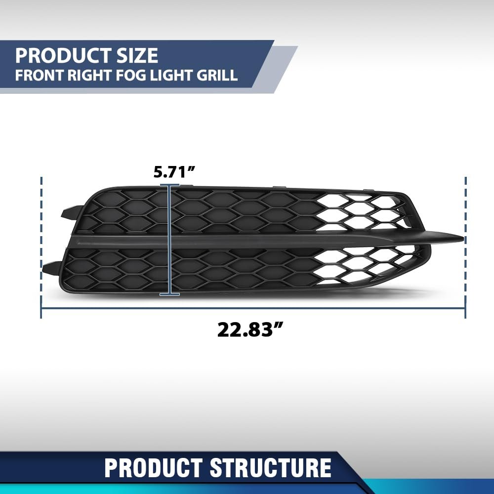 Front Right Fog Light Grille 1 Pc For Audi A6 C7 2011 2012 2013 2014 4g0807682d Black