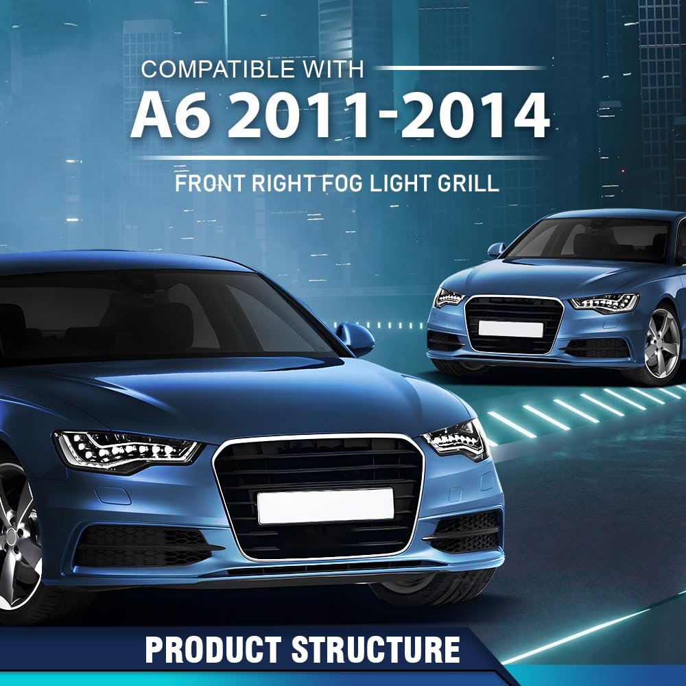 Front Right Fog Light Grille 1 Pc For Audi A6 C7 2011 2012 2013 2014 4g0807682d Black